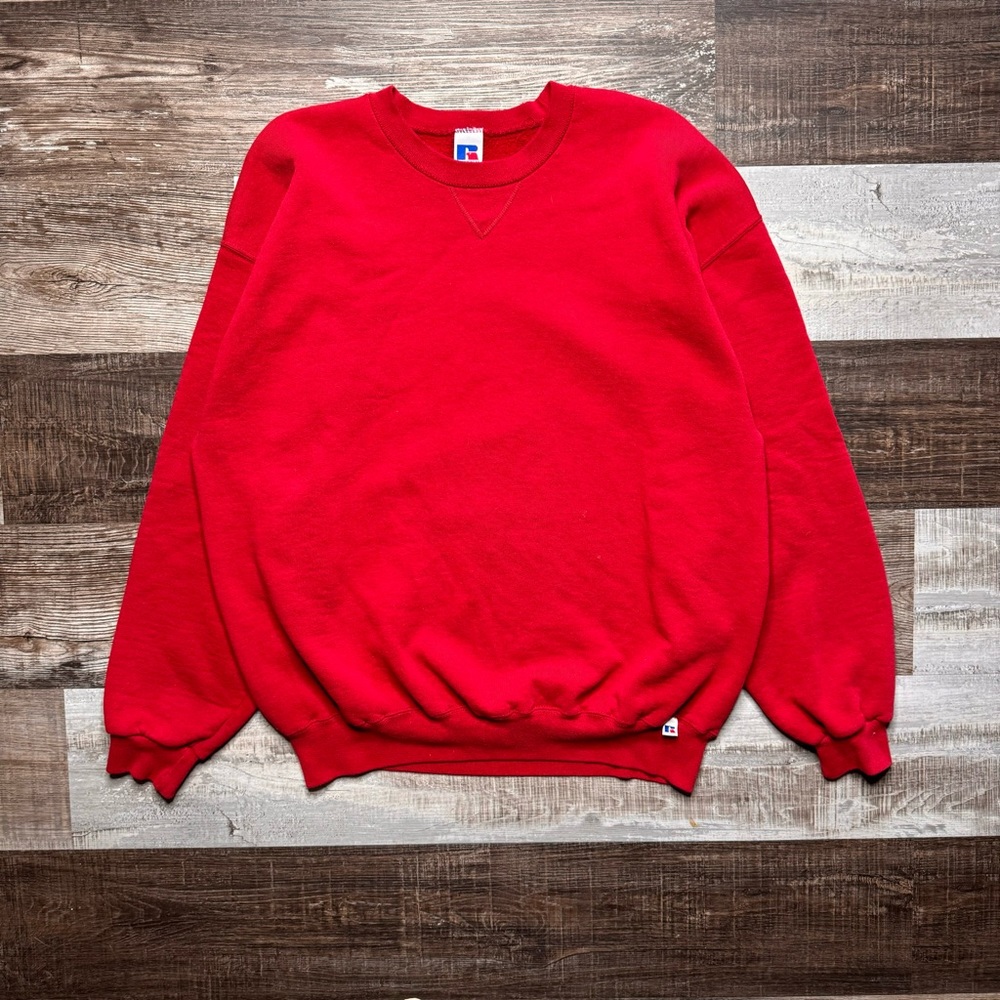 Vintage Russell Athletics Red Blank Crewneck Pullover Sweatshirt Size XXL Mexico